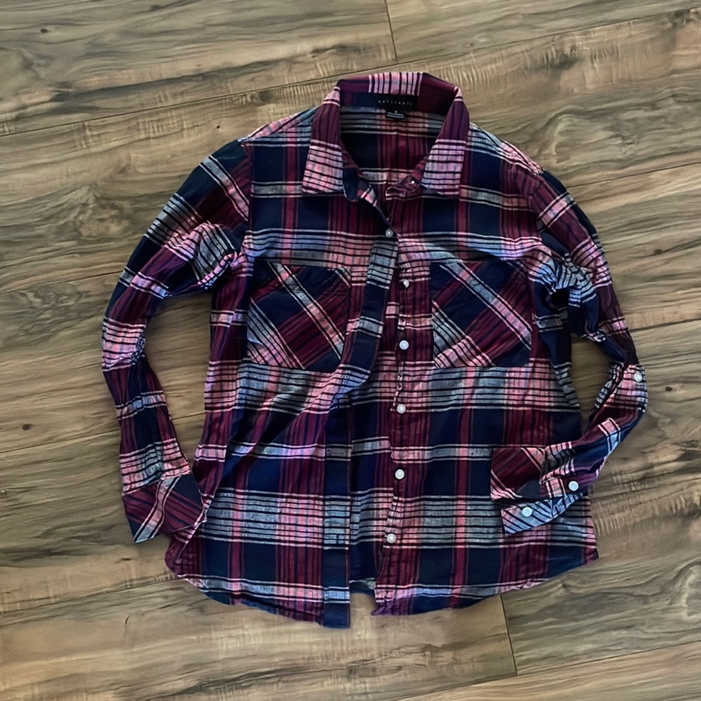 Girls plaid long sleeve shirt